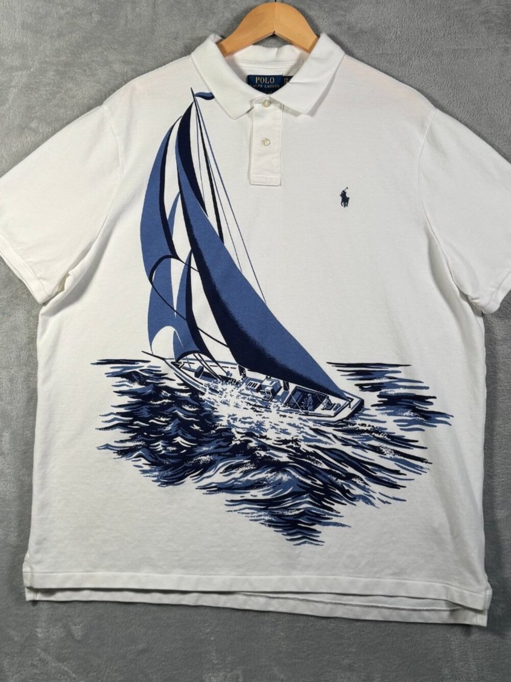Polo Ralph Lauren Shirt Mens XXL White Sailboat Sailing Yacht Classic Fit